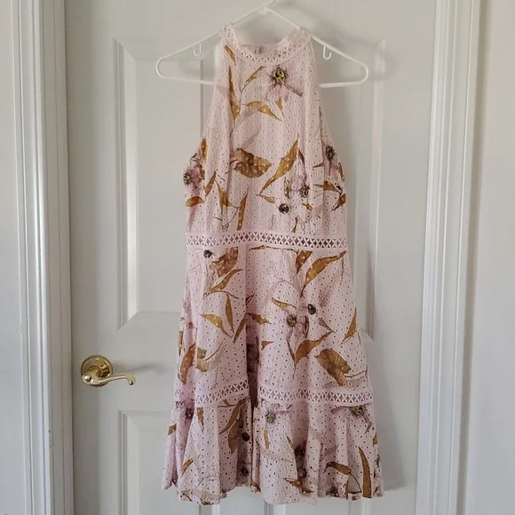 Ted Baker London | Dresses | Ted Baker London Pink Floral Halter Eyelet  Dress Size 4 Us | Poshmark